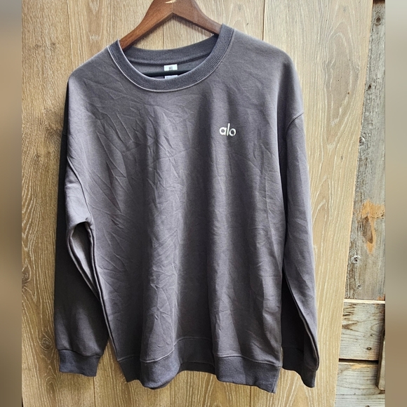 ALO NWOT Accolade Crew Neck Pullover In Anthracite Dark Grey Unisex XL 16-18 - Picture 2 of 6